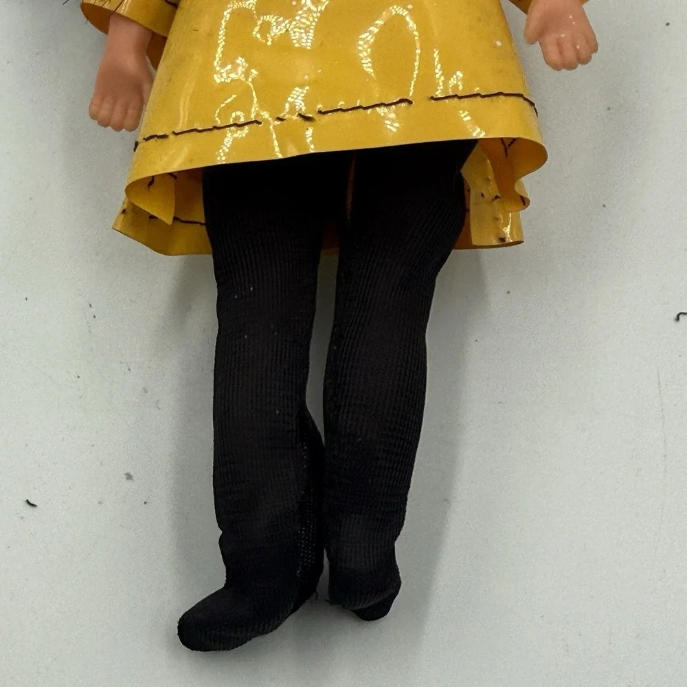 Vintage 1960s Susie Sad Eyes Doll Black Hair Yellow Vinyl Raincoat Outfit 8 inch